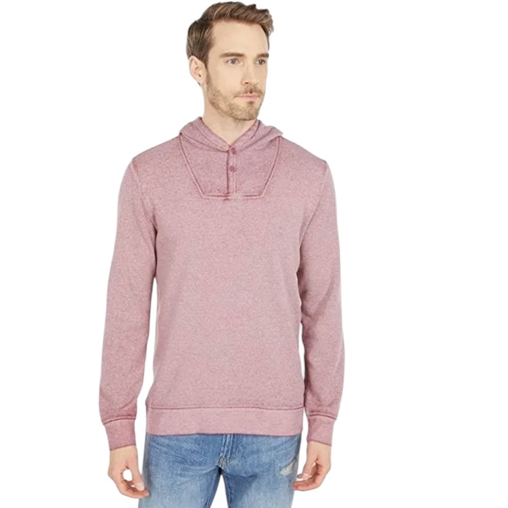 Threads 4 Thought Red Henley Hoodie Small NWT | Triblend Fleece Button Neck